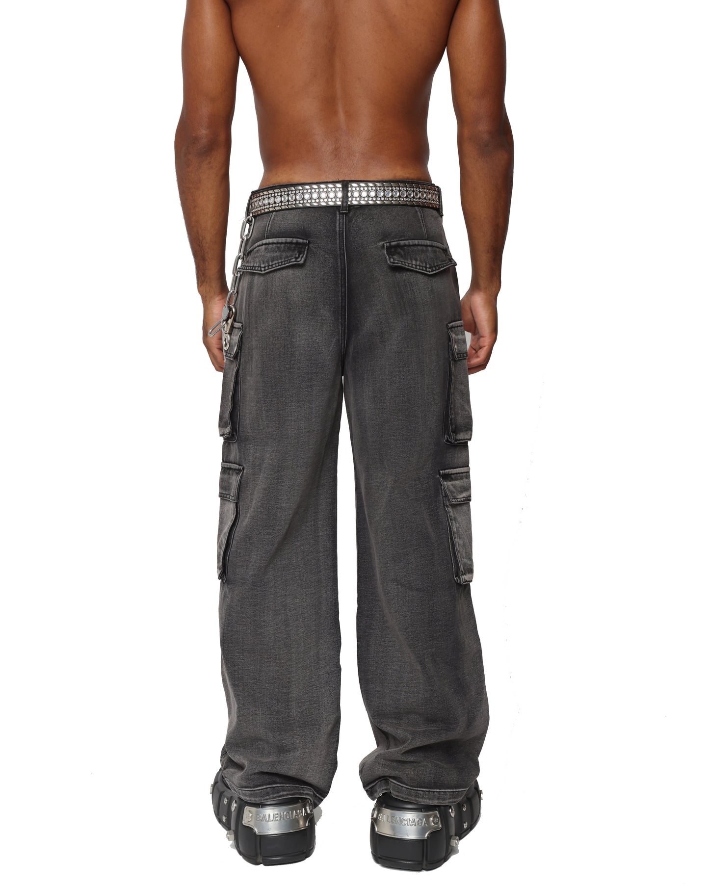 Washed Gray Denim Cargo