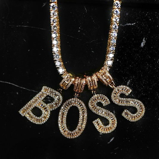 Baguette Initial Necklace (Gold)